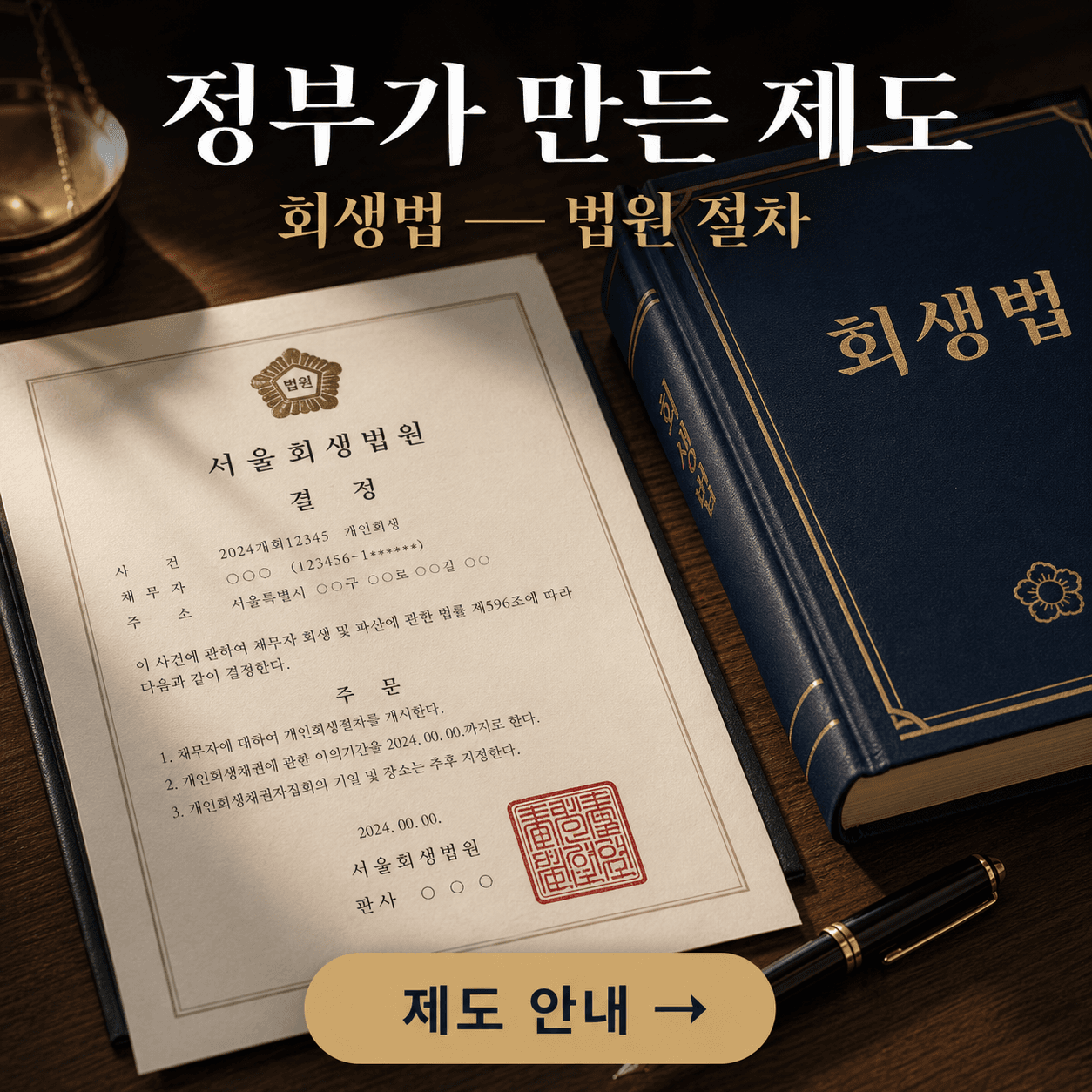 가상 결정문 - 회생법원 인가 통지